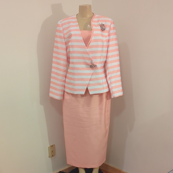 Chic Pink and White Skirt Set Pencil Style - Picture 1 of 6